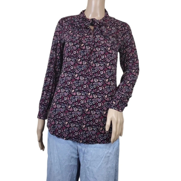 Ann Taylor Loft Bow Floral Blouse - Picture 1 of 4